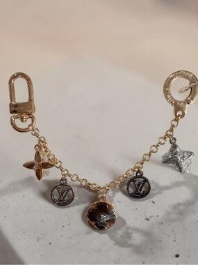 Gold & Black Charm Purse Strap & Key-holder | Floral & Monogram Charms | NEW
